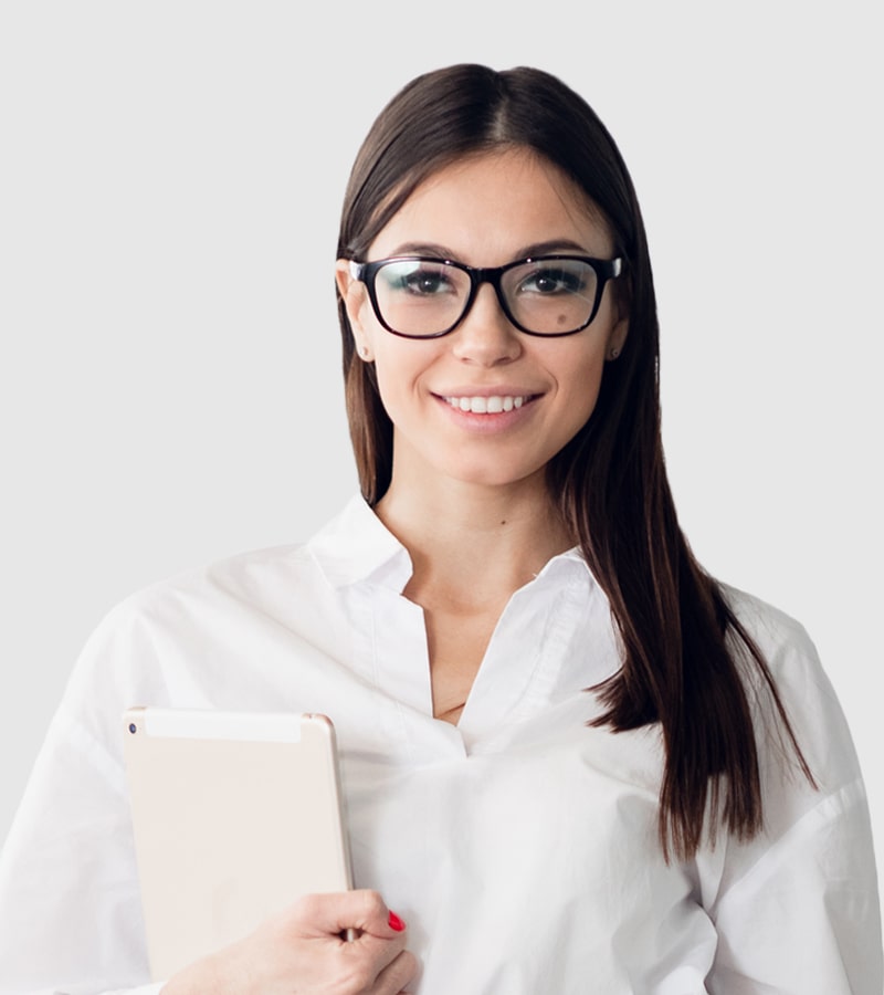 smiling businesswoman walking along the office cor SF8R2EA